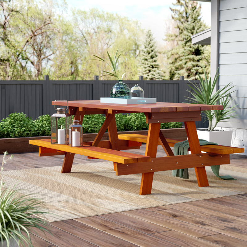 Brayden Studio Threadgill Solid Wood Picnic Table Wayfair